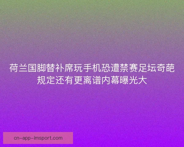 荷兰国脚替补席玩手机恐遭禁赛足坛奇葩规定还有更离谱内幕曝光大